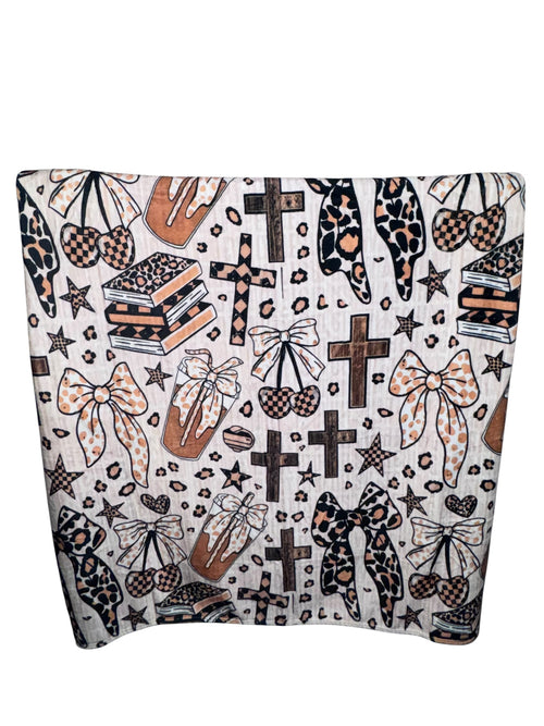 50x60 Bows and Crosses Minky Plush Blanket