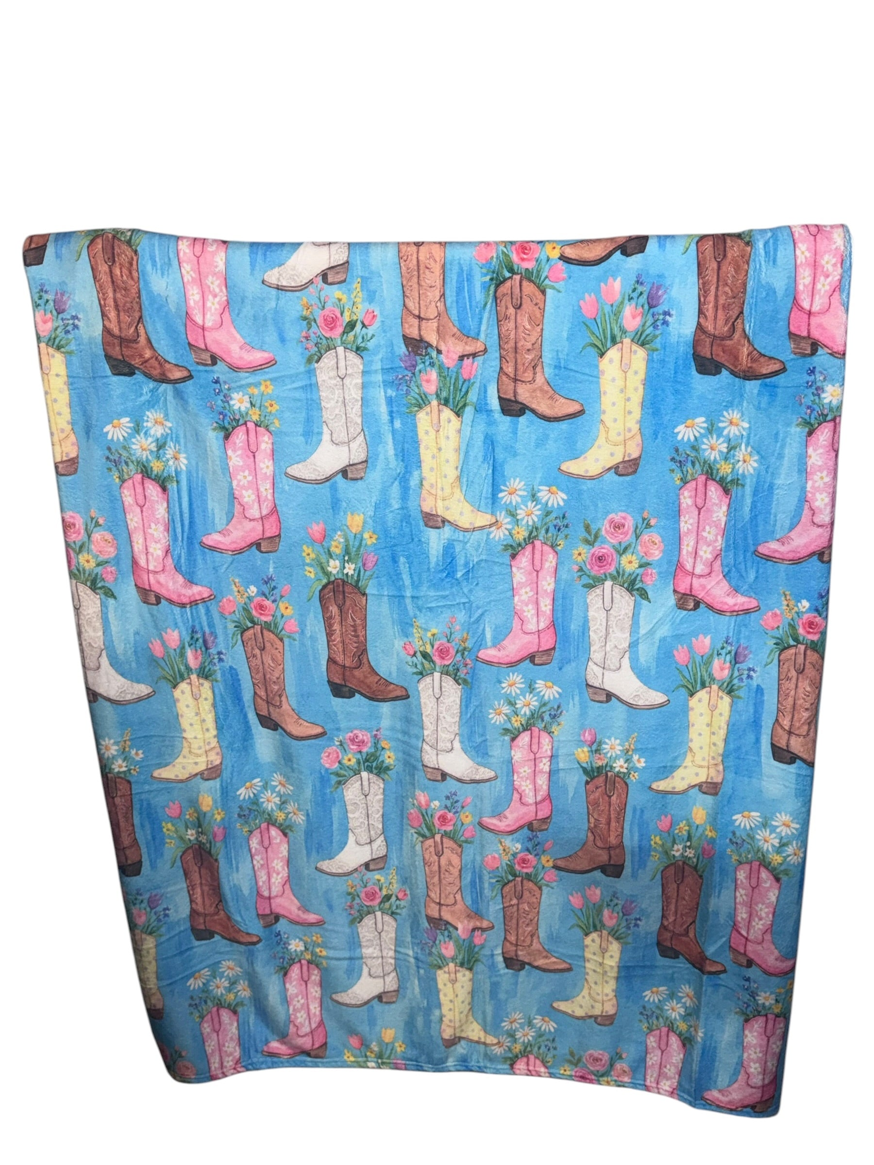 50x60 Floral Boots Minky Plush Blanket