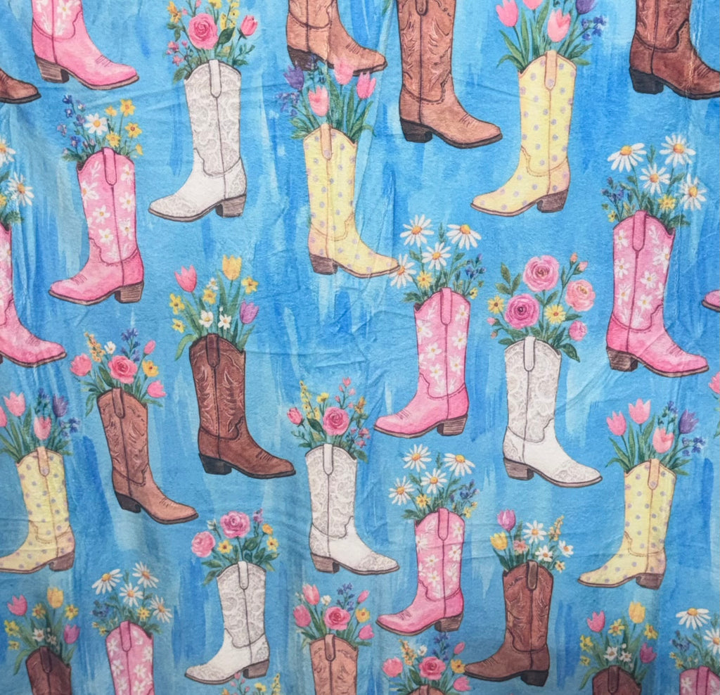 50x60 Floral Boots Minky Plush Blanket